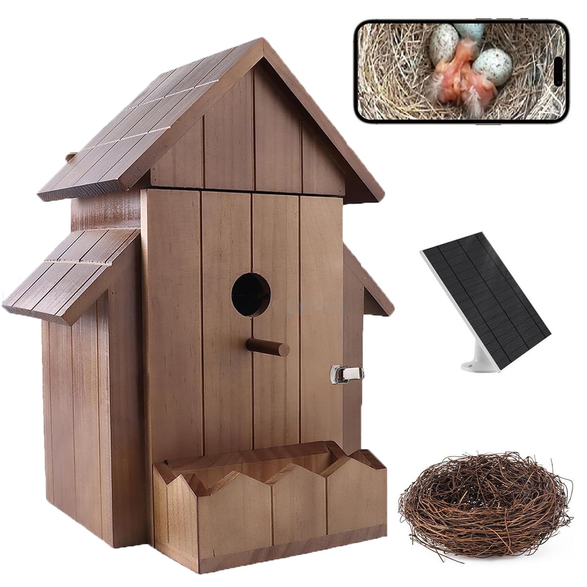 Intelligentes Vogelhaus mit Kamera, 1080p HD WiFi Outdoor-Vogelbox Mit automatischer Aufnahme von Vogelvideo und Bewegungserkennung, Nachtsicht, App-Benachrichtigungen und dient als Vogel-Nistkasten