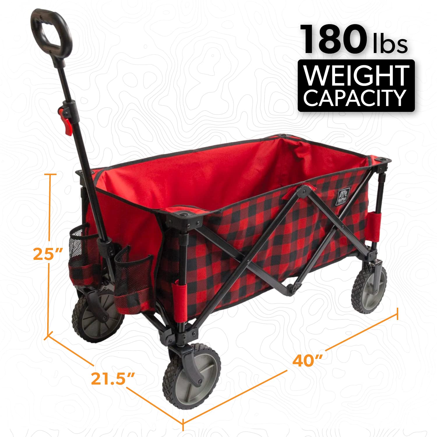 Kuma Outdoor Gear Carro, Poliestere Cloruro di Polivinile, Plaid Rosso