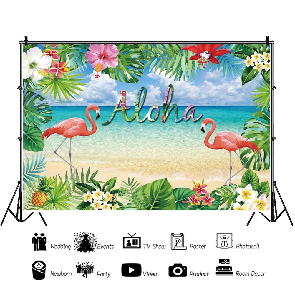 Sfondo Fotografico Fenicottero Tropicale 210x150 Cm – Tema Hawaiano Luau – Per Festa Compleanno Baby Shower
