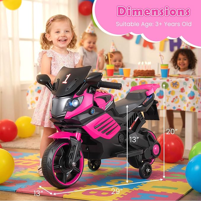Motocicleta Eléctrica para Niños 6V con Ruedas de Entrenamiento miniatura 9