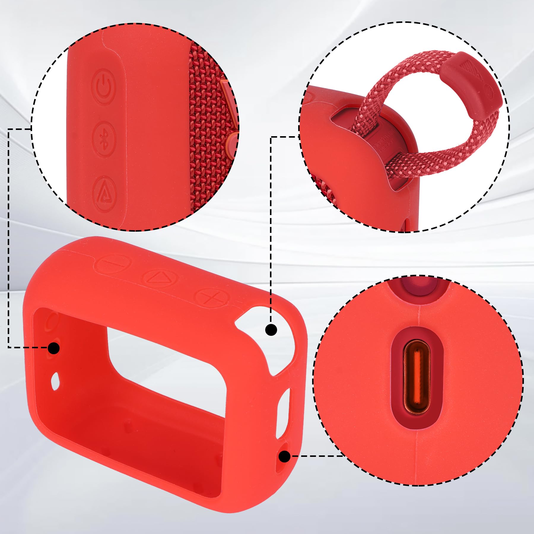 Lebakort Silikonhülle Tragetasche Case für JBL Go 4 Tragbare -Lautsprecher mit einem Karabiner