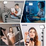 UBeesize LED Video Light Kit, 2Pcs Dimmable Continuous Portable Photography Lighting with Adjustable Tripod Stand & 5 Color Filters for Tabletop/Low-Angle Shooting, for Zoom, Game Streaming, YouTube