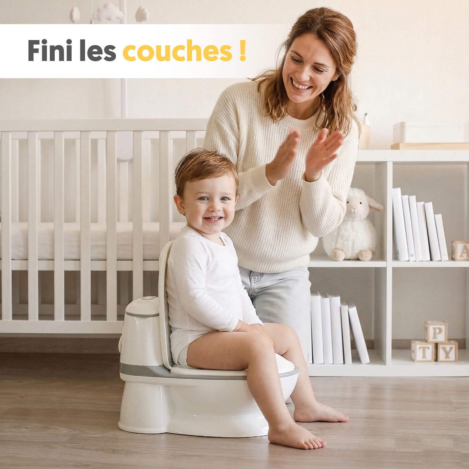 Interbaby Pot Bébé Toilette Musical avec Bruit de Chasse d'Eau | Pot Enfant | Apprentissage de la Propreté avec Lumière & Porte-Papier | Antidérapant, Cuvette Amovible | dès 18 Mois