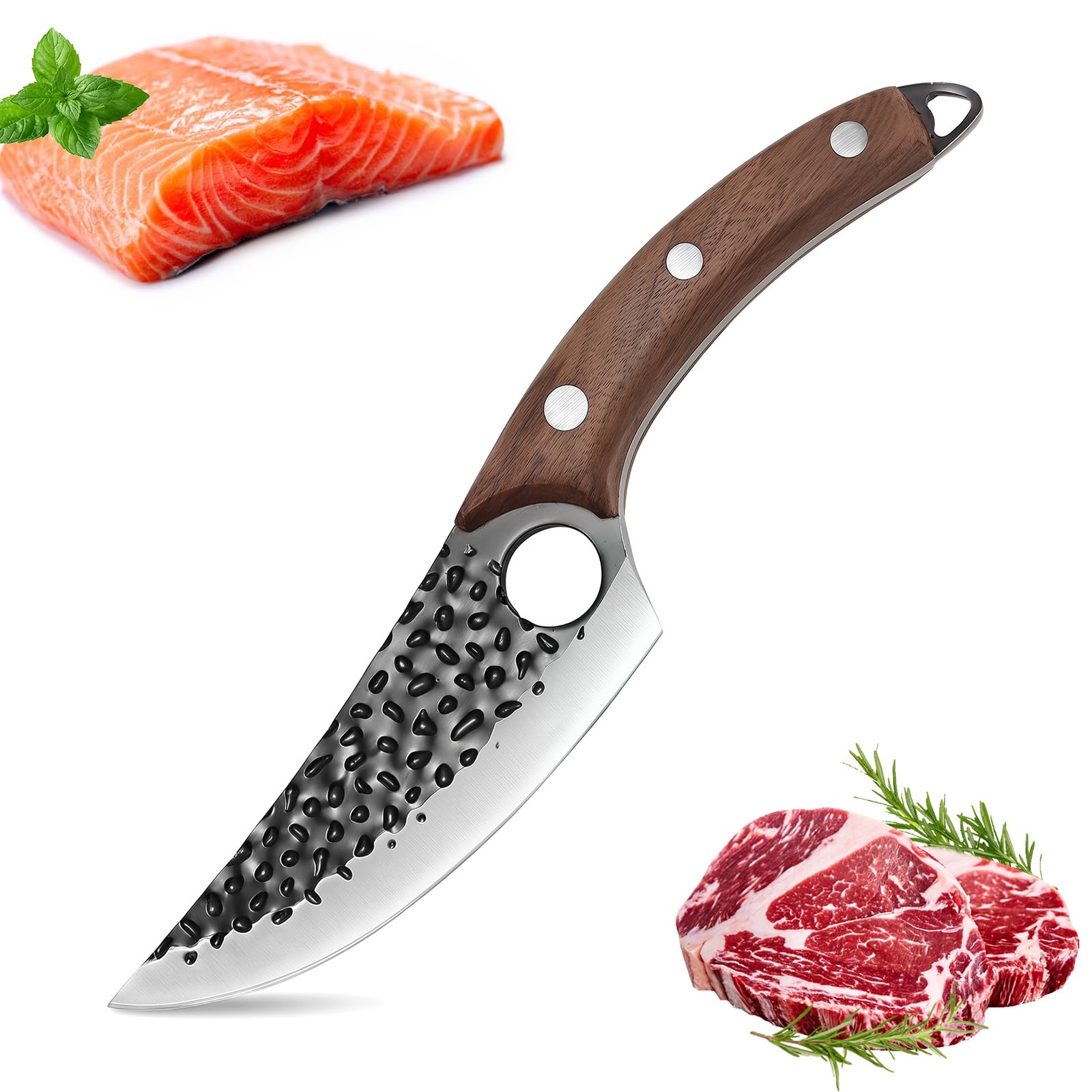 Coltelli da Chef Professionali 20cm Forgiato a Mano Acciaio Inox 5 Strati Impugnatura Legno di Pakka