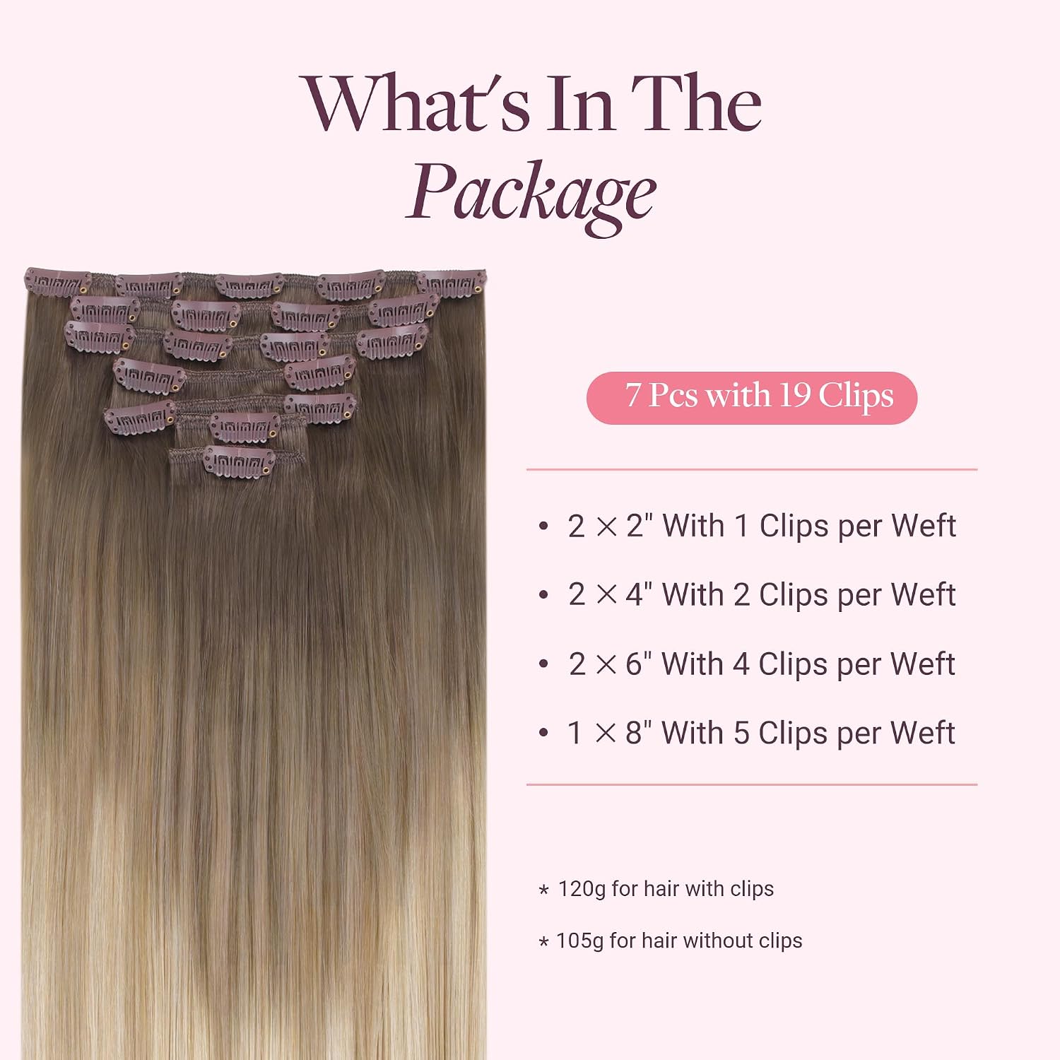 GOO GOO Clip in Hair Extensions Real Human Hair, Remy Human Hair Extensions Clip ins for Women, Natural Human Hair, 14inch 120g 7 Pcs, #9/18J/60 Chocolate Brown to Champagne Blonde Balayage thumbnail