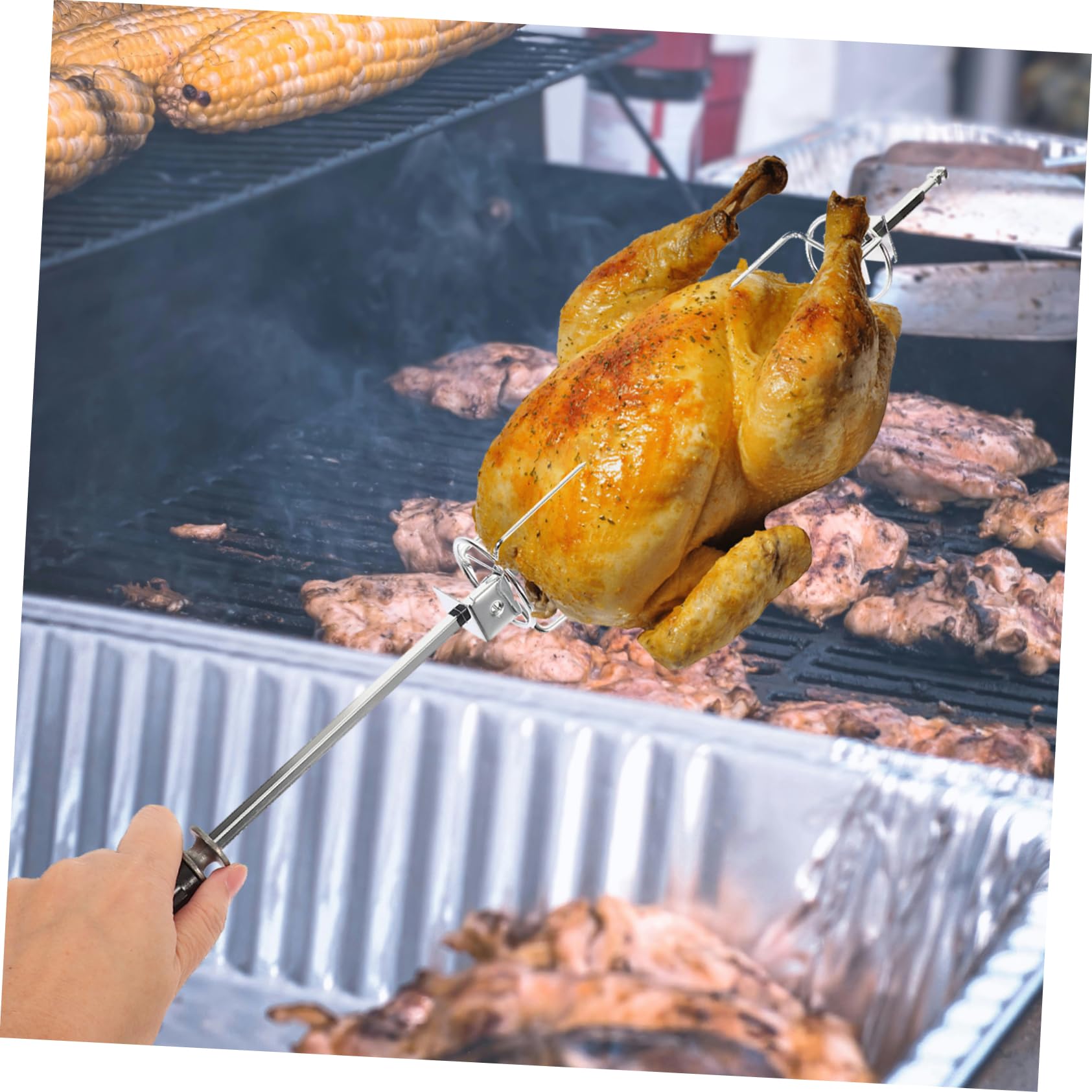 Toddmomy Rotante Inossidabile per Arrosto e Carne Strumento Portatile per Barbecue All con Resistente e Facile da Trasportare