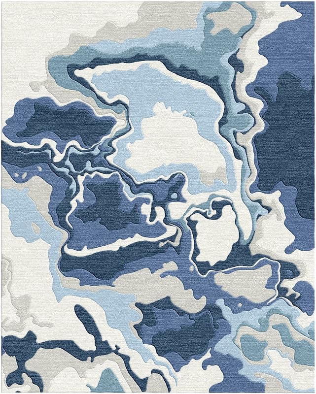 Carpets Hub Store NZ Woolen Modern Visualization Design Water Print Cut Pile Rectangle Handmade Area Rug for Home