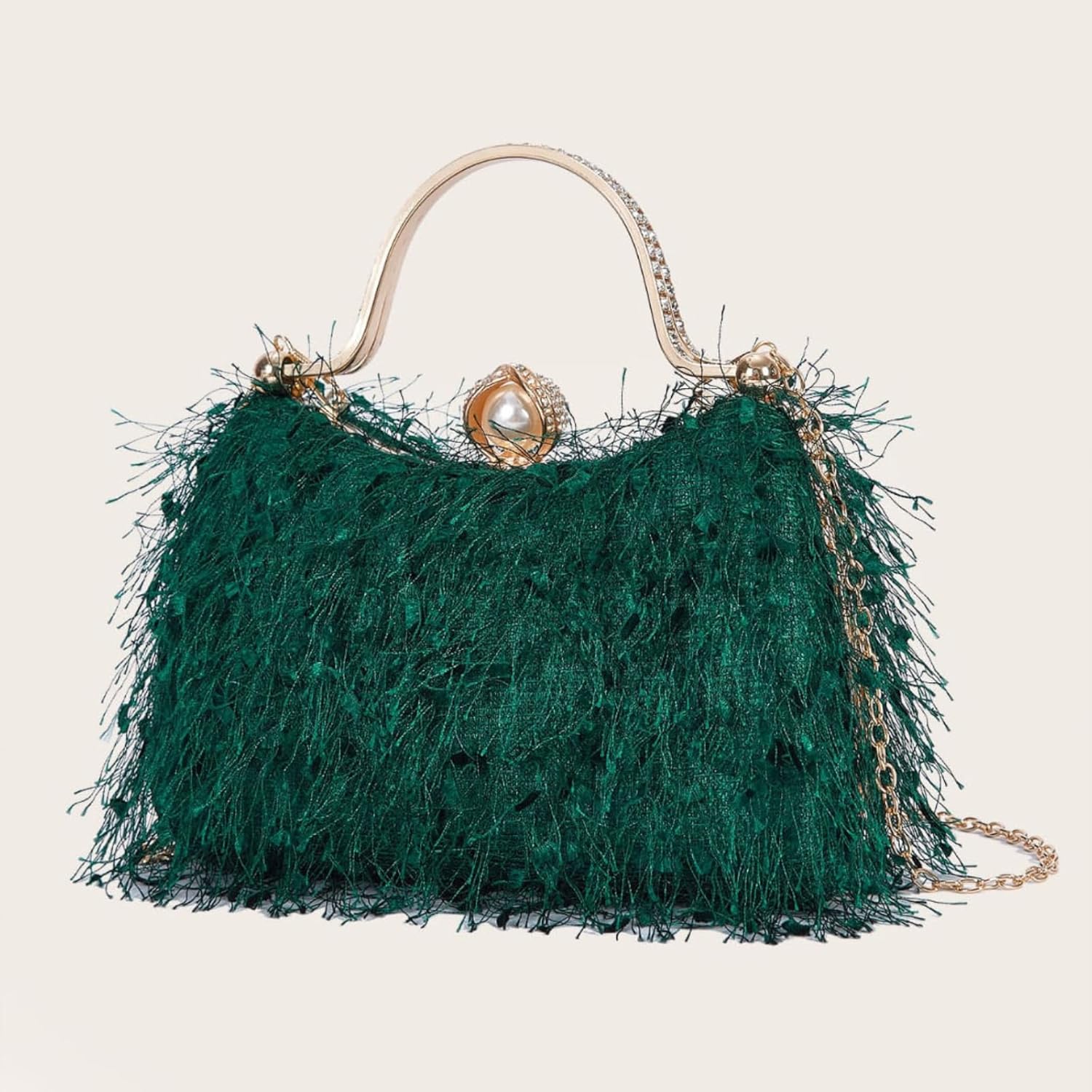 Comeon Women's Evening Handbag Cocktail Prom Formal Clutch Purse Feather Evening Shoulder Bag for Women Wedding Banquet