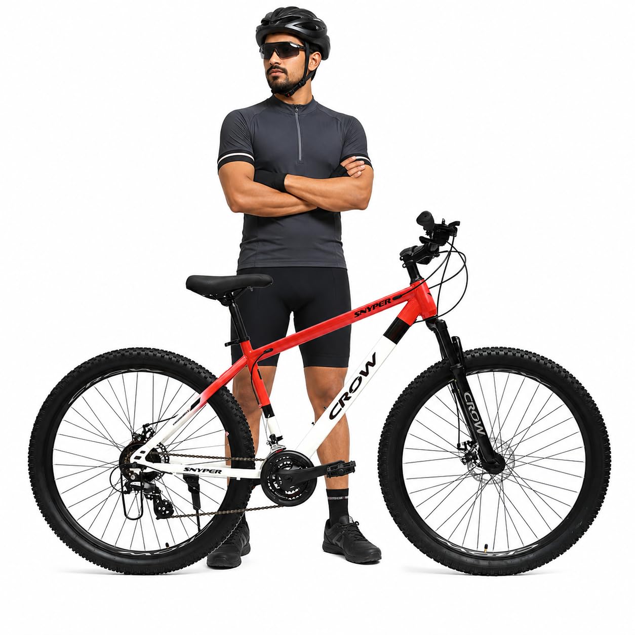 CROW - SNYPER 21 Speed Gear Cycle for Men | Cycle for Boys | Steel Mountain Cycles for Men with Front Suspension & Dual Disc Brake 21 Geared MTB Bike 29T | Ideal for 15+ Years, Unisex-image-15
