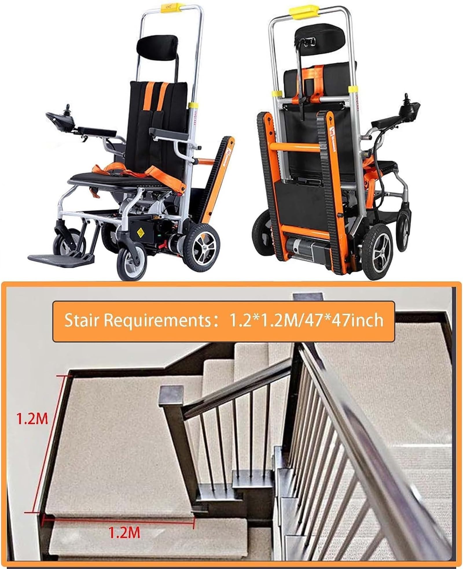 Montascale Elettrico cingolato, Sedia a rotelle elettrica, montascale Mobile, montascale cingolato/Smart con Pannello di Controllo/su/Giù, per Anziani con disabilità