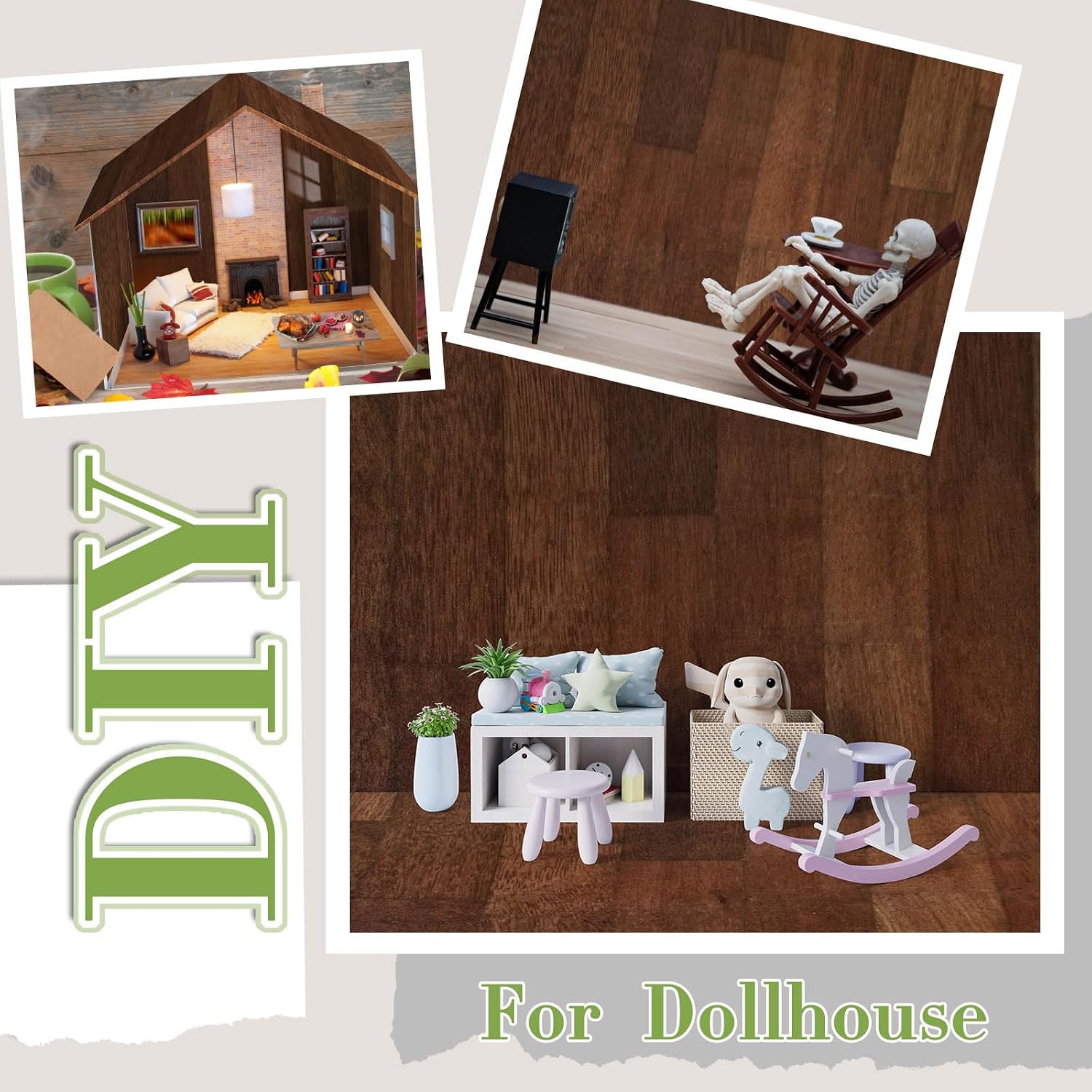 Flutesan 6 Pcs Miniature Dollhouse Wallpaper, Elegant Style