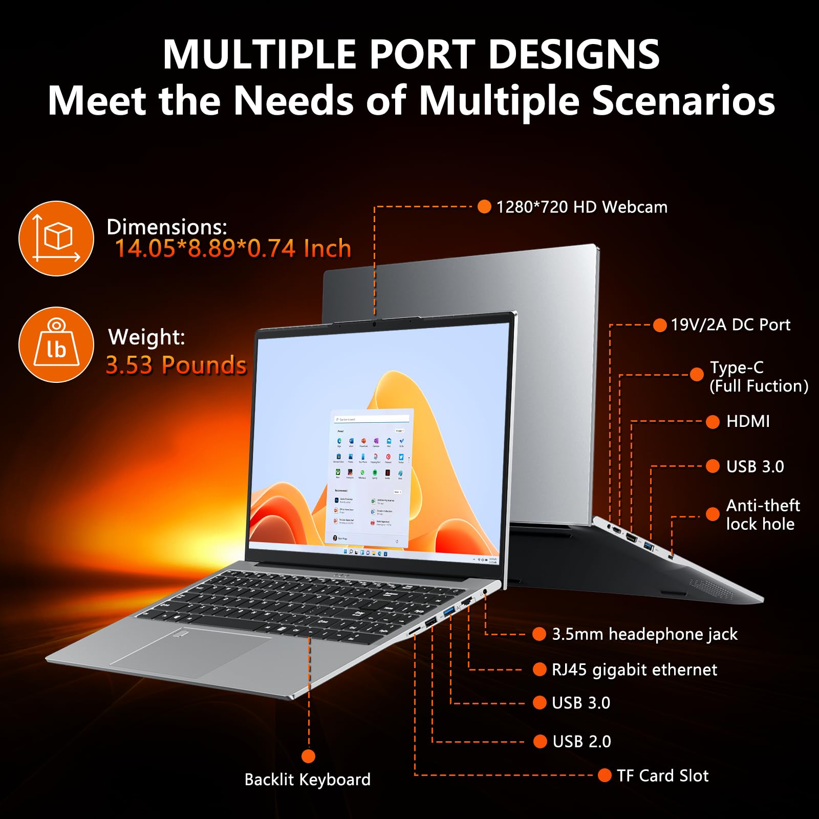 NAIKLULU 15.6 Pollici PC Gaming Portatile Processor i3 1025G1(1.2 a 3.4Ghz), RAM 16GB SSD 512GB Computer Portatile Laptop Gaming, TF Card/6000Mah/Tastiera Completa Retroilluminata/RJ45/Type-C
