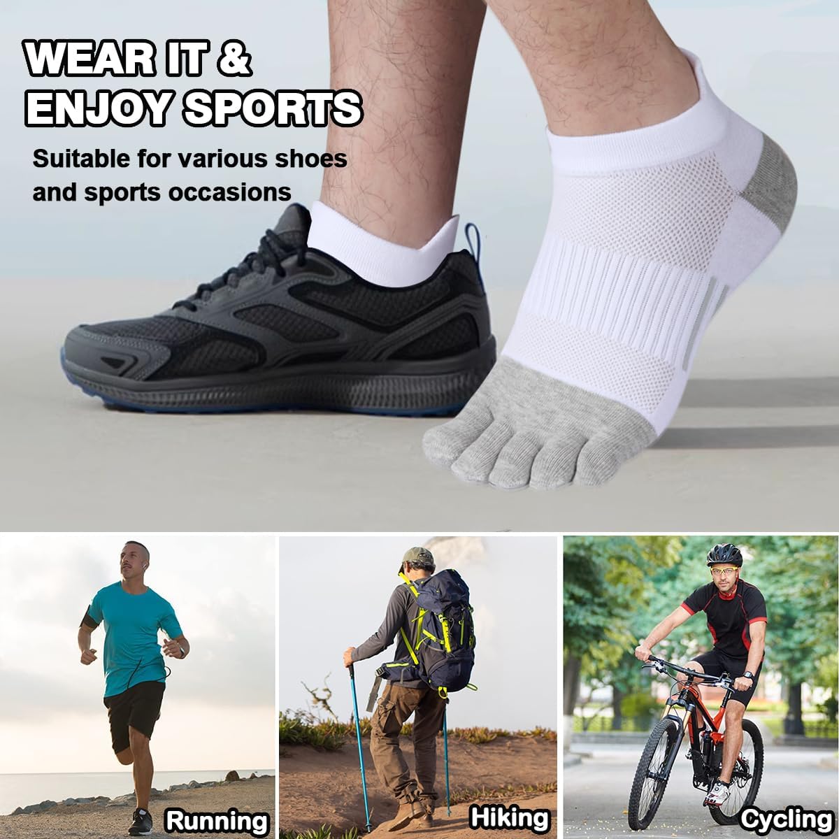 Meaiguo Men's Toe Socks Cotton Five Finger Socks Athletic Toe Socks for Running - Image 6