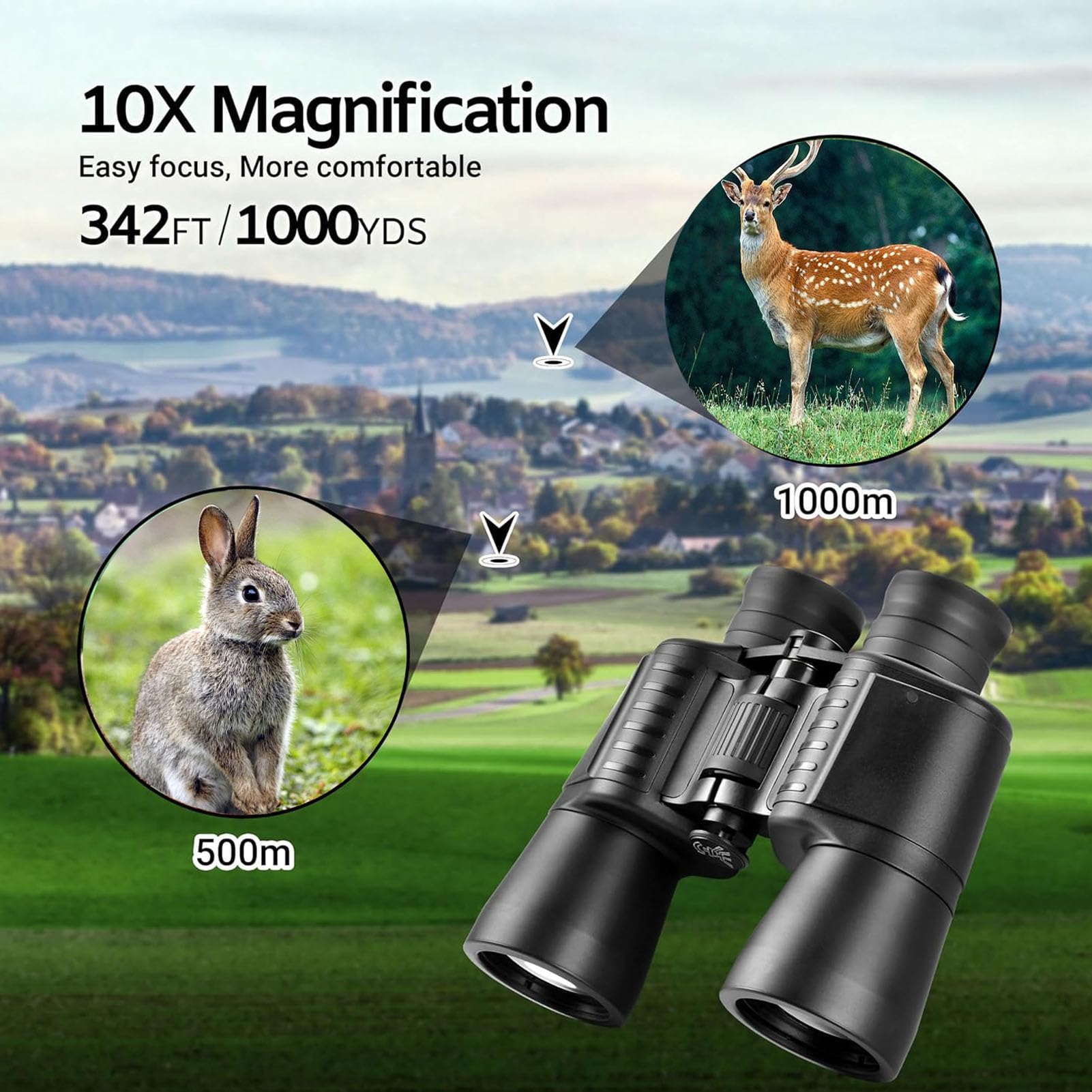 Topiky Kompaktowa Lornetka HD 10x50mm Odporna na Deszcz, Kieszonkowa Lornetka do Obserwacji Ptaków na Koncertach