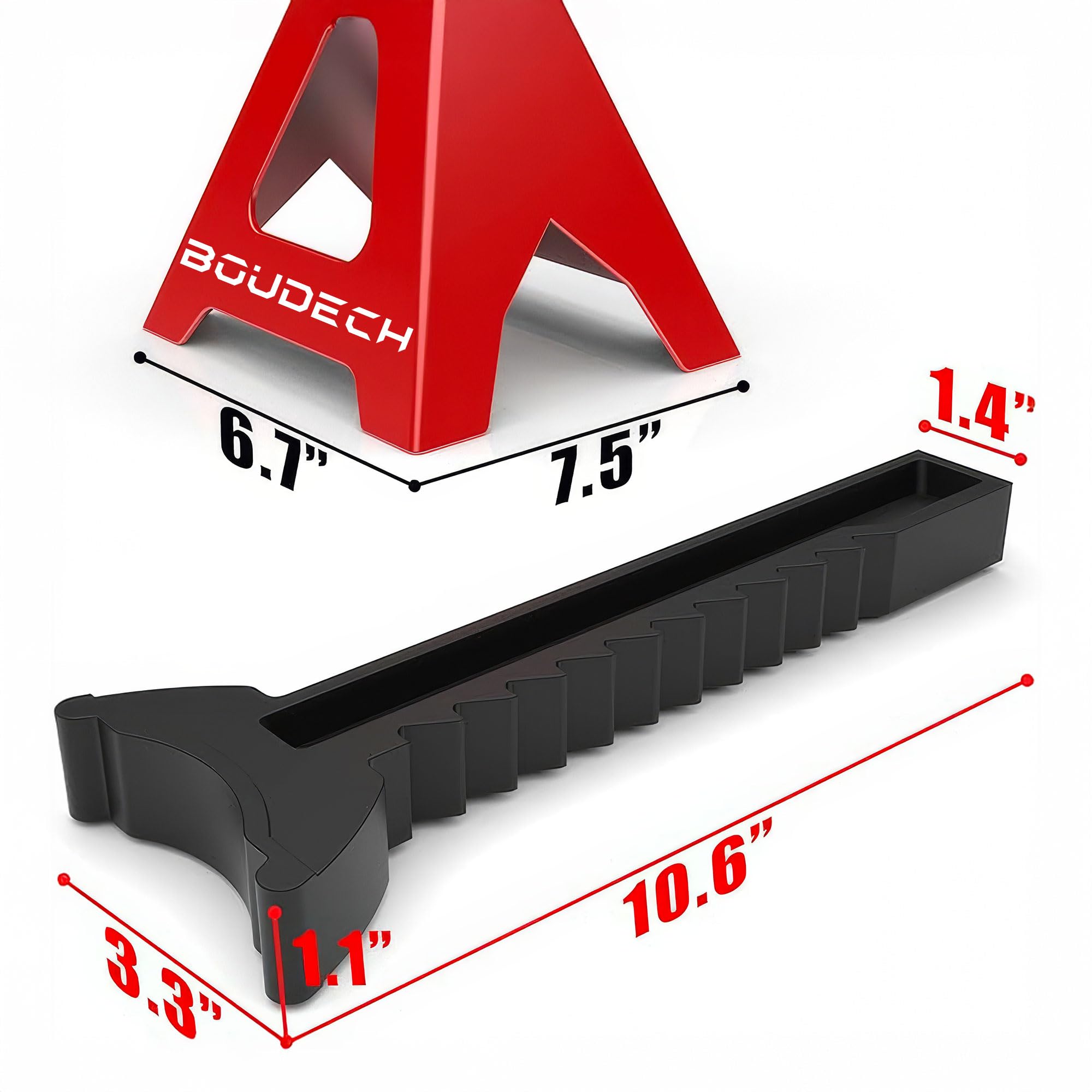 BOUDECH Muscleman zestaw 2 stojaków samochodowych udźwig 3000 kg regulowana wysokość 28-42 cm wspornik samochodowy ze stali czerwonej