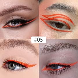 evpct 1Pcs Orange Red Liquid Eyeliner Waterproof Orange Red Eye Liners for Women, Eyes Wing Eyeliner Stamps Shapes Colored Eyeliner delineador de ojos a prueba de agua contra el agua blanco para ojos