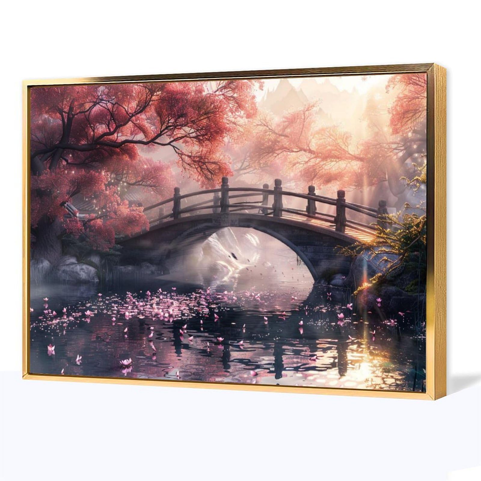 新品 ガラス壁掛け アートパネル ポスター アートフレーム 自然風景 橋