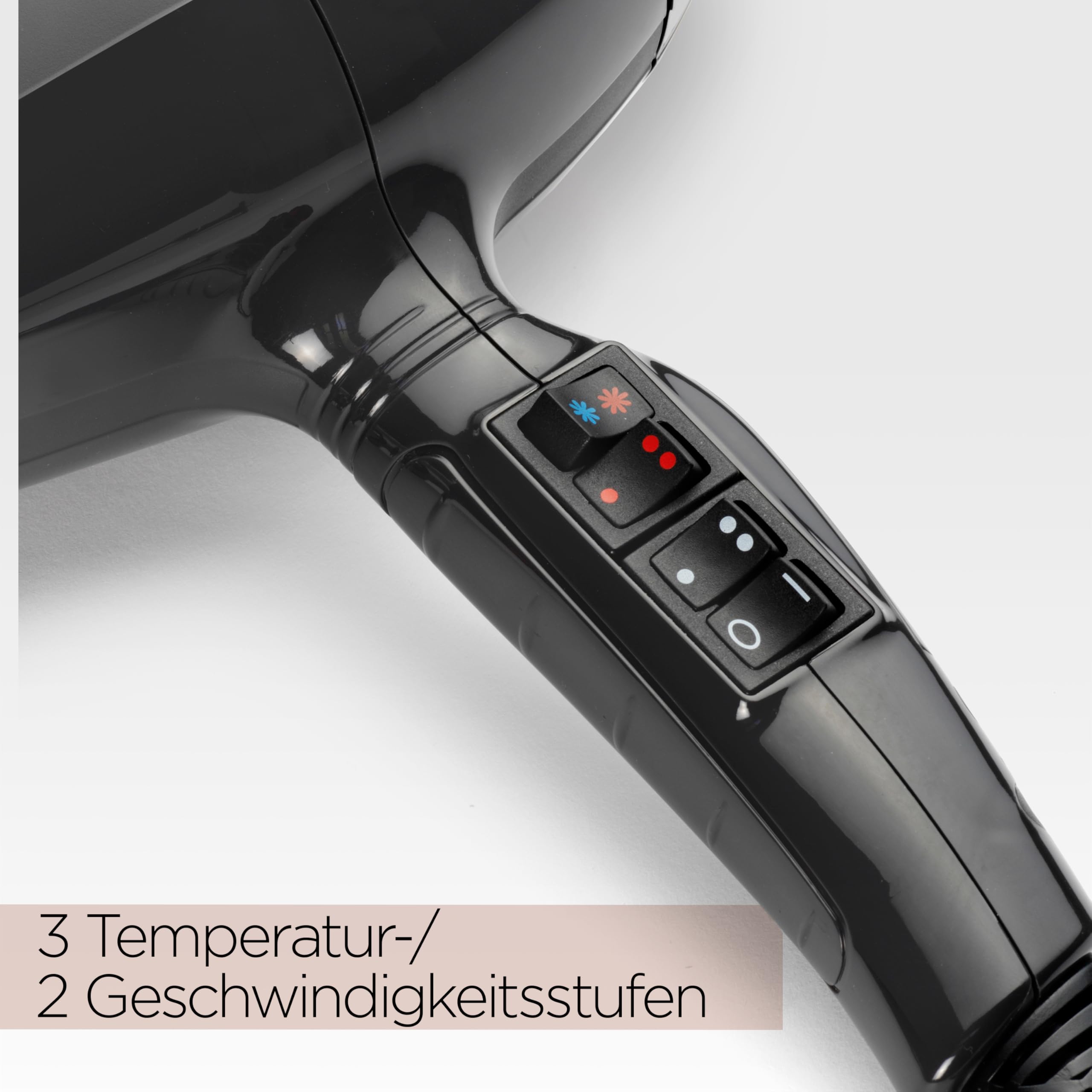 BaByliss Italian Air Pro Föhn mit Diffusor – Hergestellt in Italien, 2200W Hochleistungs-Haarföhn, Ionen Anti-Frizz-Technologie, 2 Temperatur- und 2 Geschwindigkeitsstufen, Schwarz, 6719DE