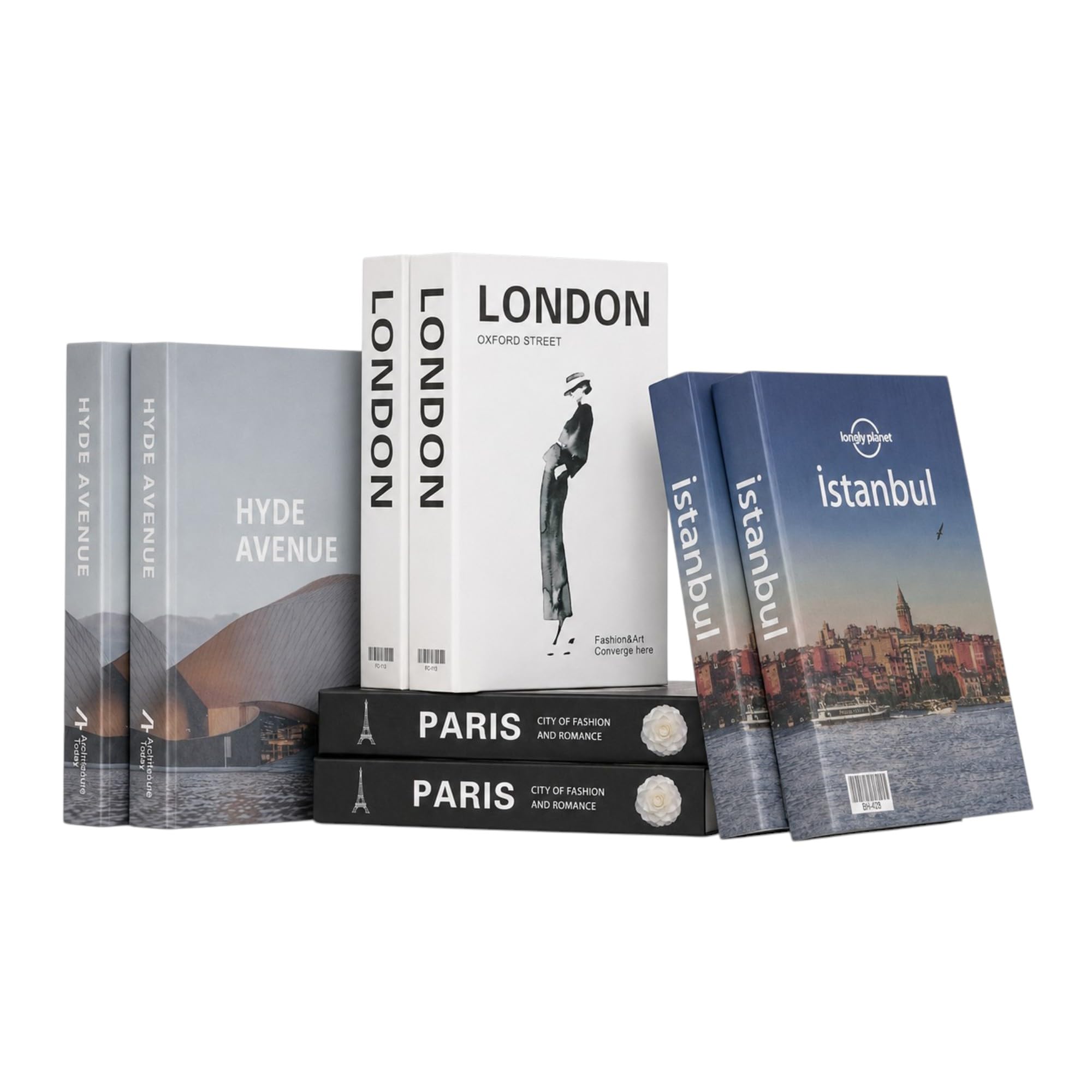 Modern Faux Book Stack for Home Decor - Set of 8 Aesthetic Fake Hardcover Books for Coffee Table Styling, Bookshelf Accents, Living Room Interior Design & Office Display-image-18