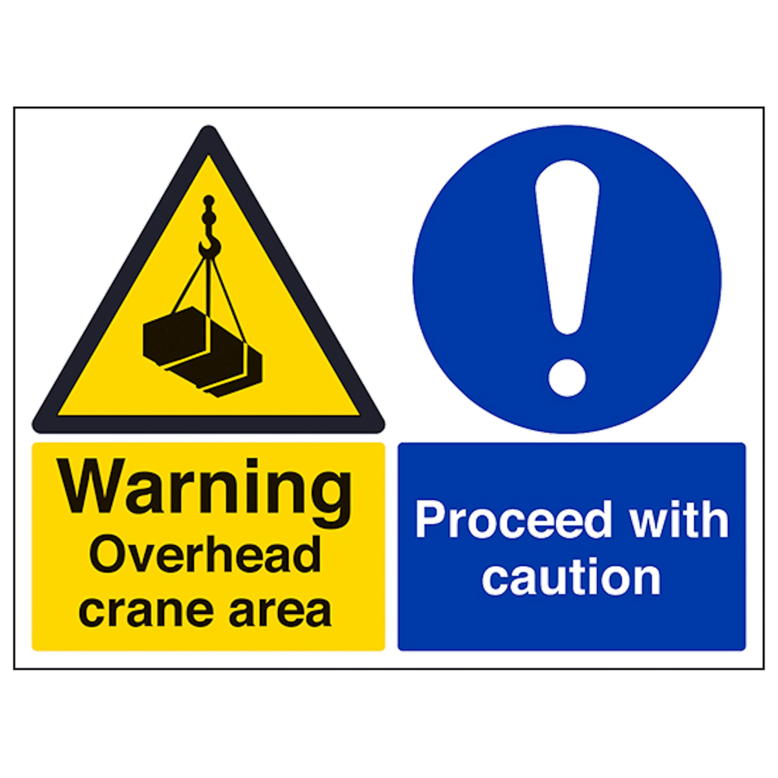 V Safety Warning Overhead Crane/Proceed With Caution 400 x 300 mm - 2mm Rigid Plastic Safety Sign