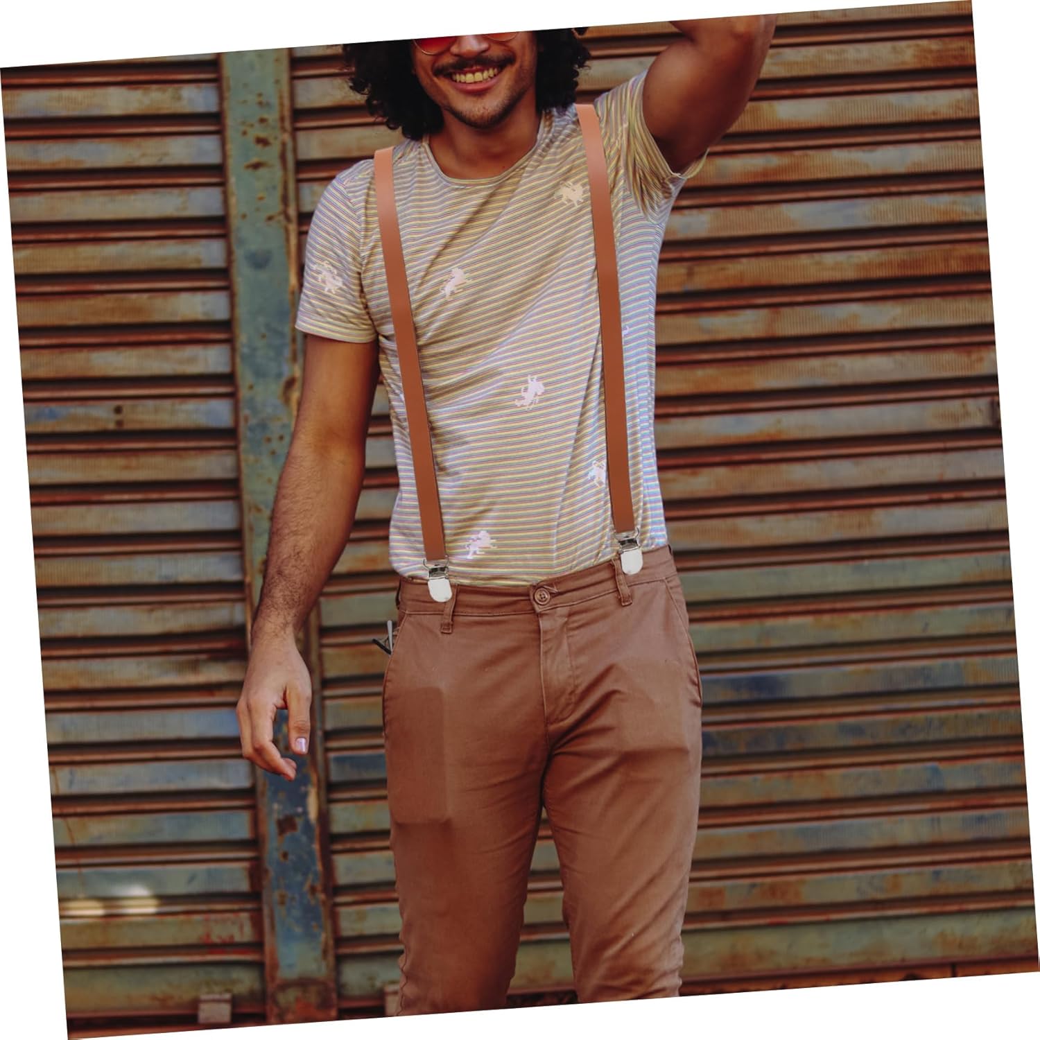PACKOVE] 5個 男性用レザーサスペンダー suspenders サッシー swagcky 