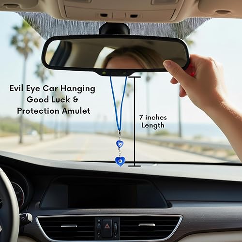 Miniatura 6 de BCS Abalorio azul contra el mal de ojo pequeño para colgar en el automóvil, accesorios para espejo retrovisor, cuentas de cristal Nazar, amuleto de