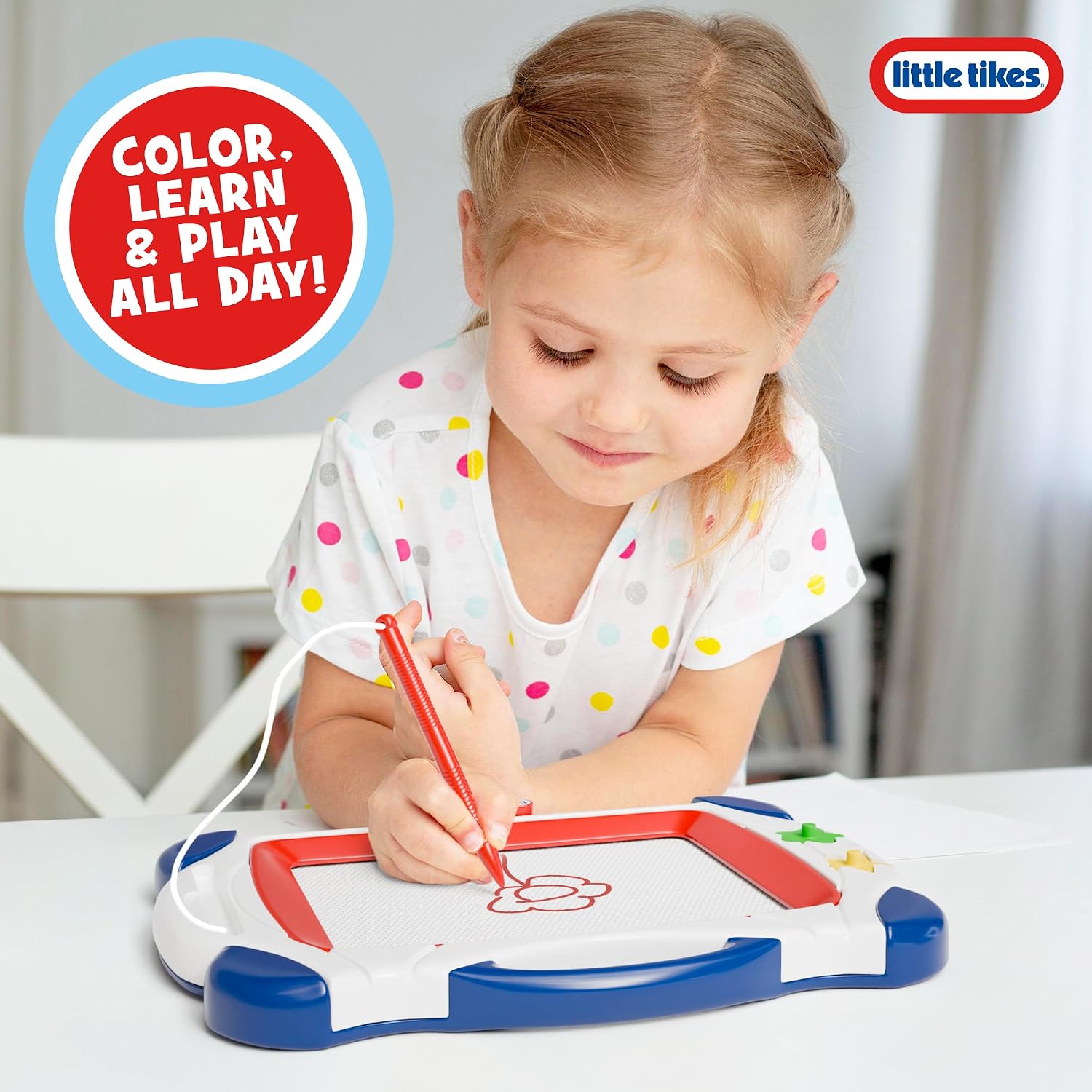 Little Tikes Magnetic Sketcher, Magnetic Drawing Board for Toddlers 2+, Portable Doodle Board and Kids Writing Tablet, Long Flight Must Haves for Toddlers and Road Trip Toys.