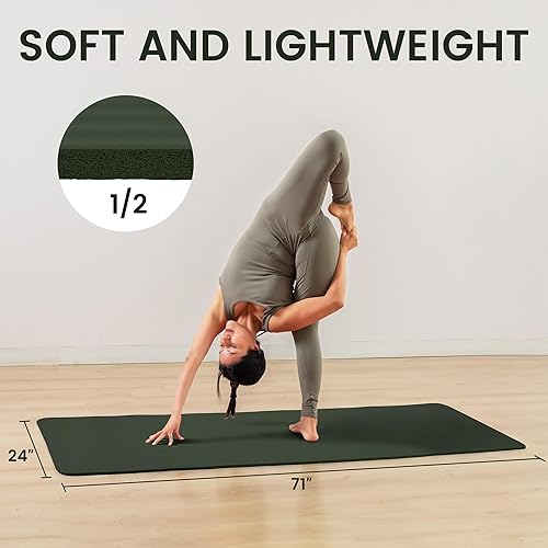 Miniatura 3 de Fitvids Tapete de yoga de 12 pulgada, extra grueso, de alta densidad, antidesgarros, con correa de transporte, adecuado para varios ejercicios de