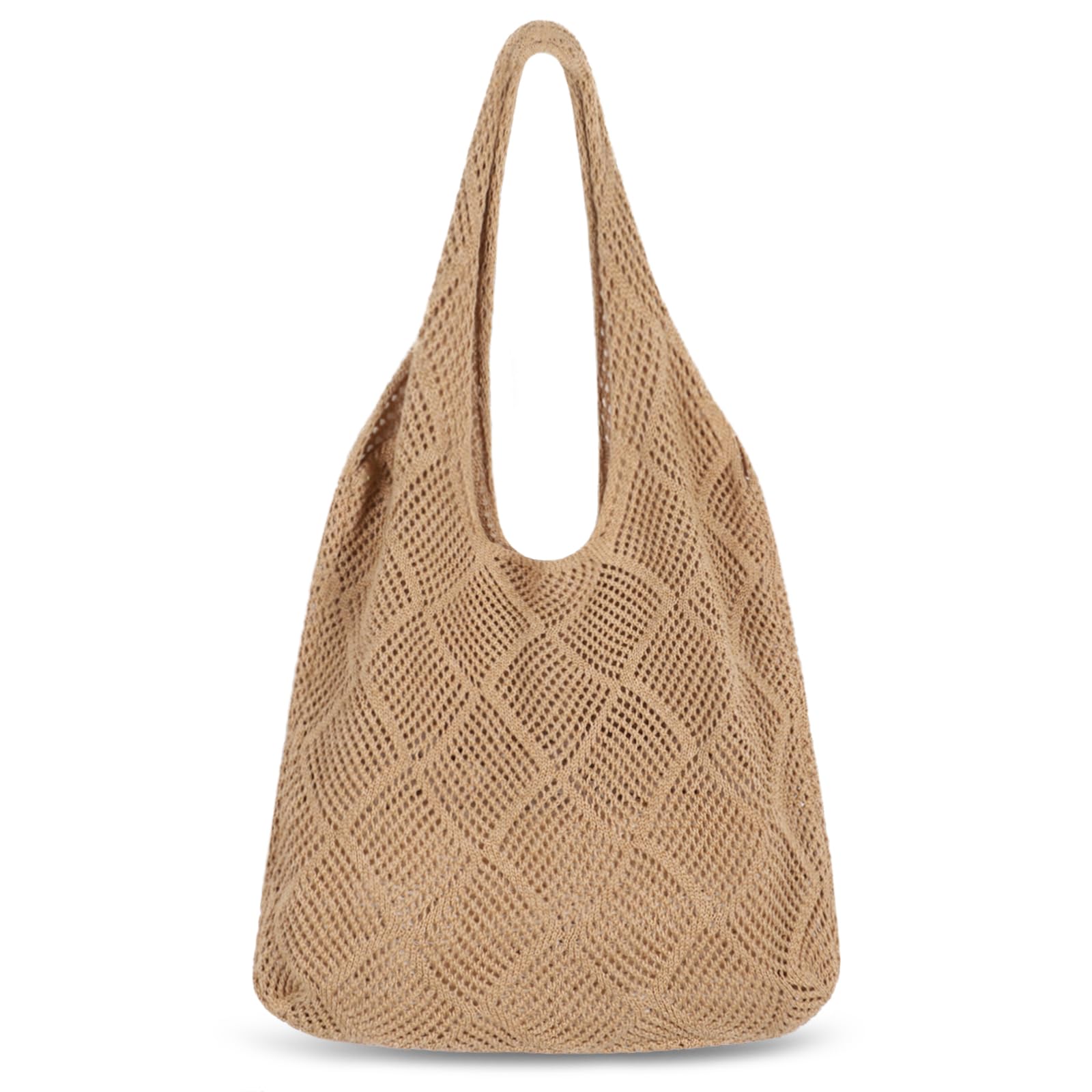 SightorCrochet Tote Bag, Mesh Beach Bag Knit Summer Hobo Bag Vacation Boho Tote Bag for Women