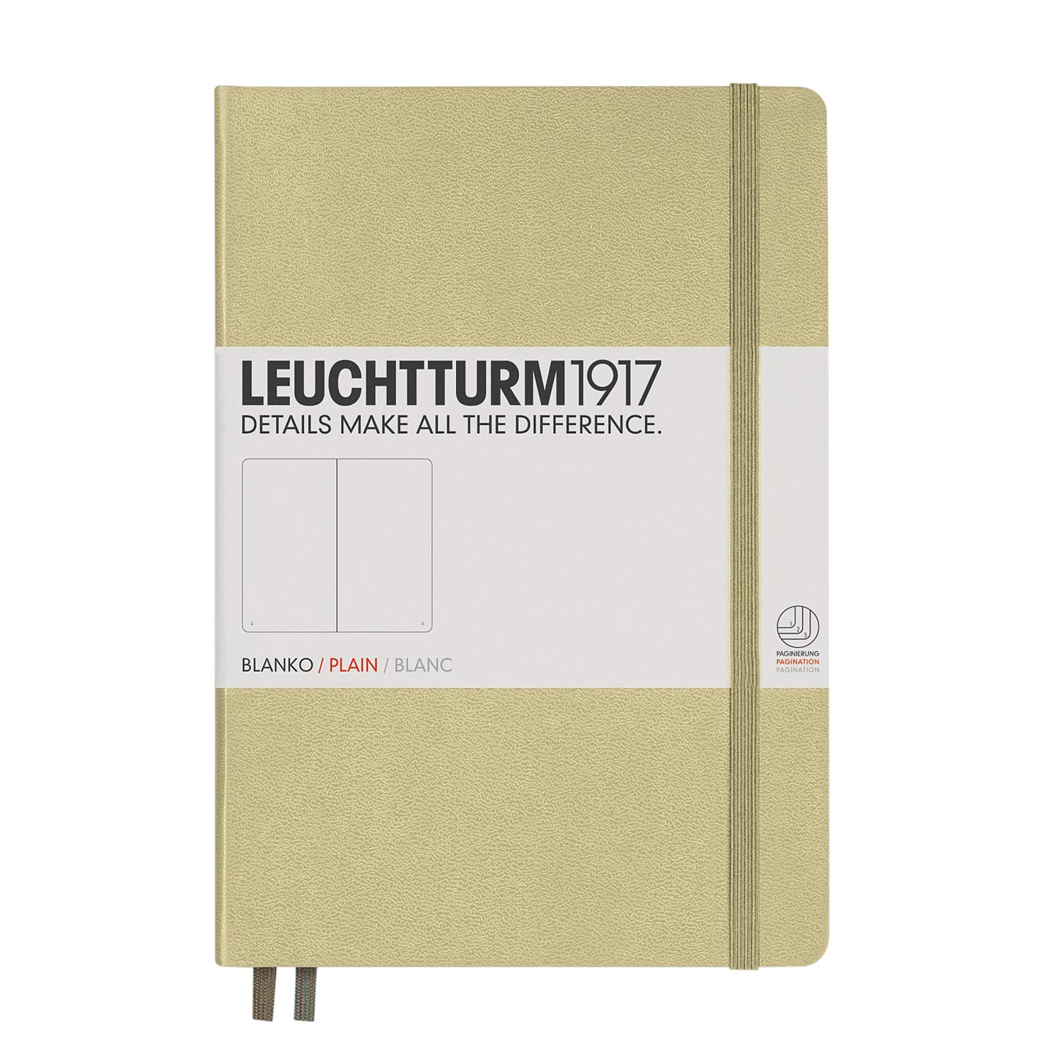 LEUCHTTURM1917 A5 Notebook (Medium), Hardcover, 249 Pages Single Blanko sand