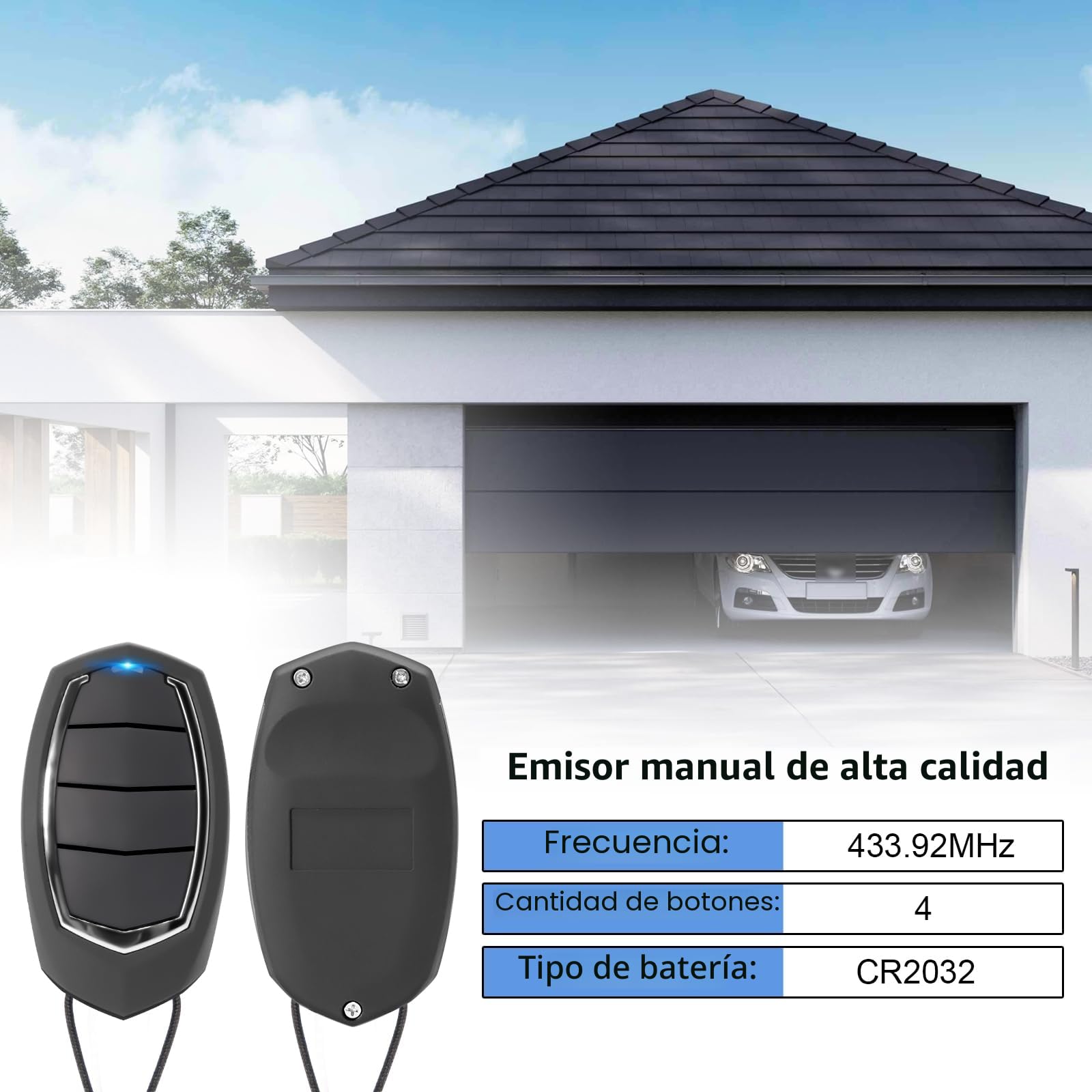 433,92MHz Mando Garaje Universal,3 Unidades de Mando a Distancia para MOTORLINE Falk MX4SP MXS4SP MX5SP RCM DSM,4 Canales Clonador Mando Garaje Inalámbrico