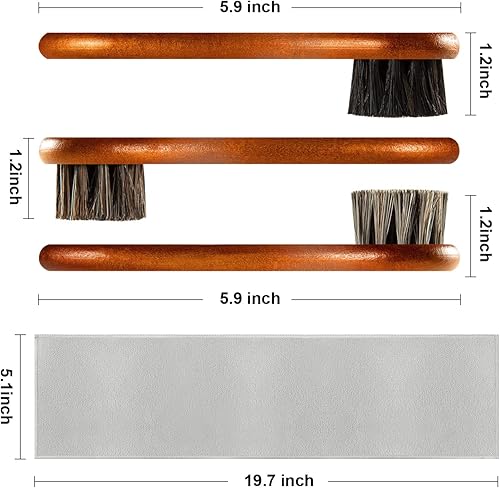 Miniatura 2 de Kit de cepillo de zapatos de pelo de caballo Unekez de 4 piezas, cepillo de pulido de zapatos, cepillos de limpieza de zapatos de cuero y botas de