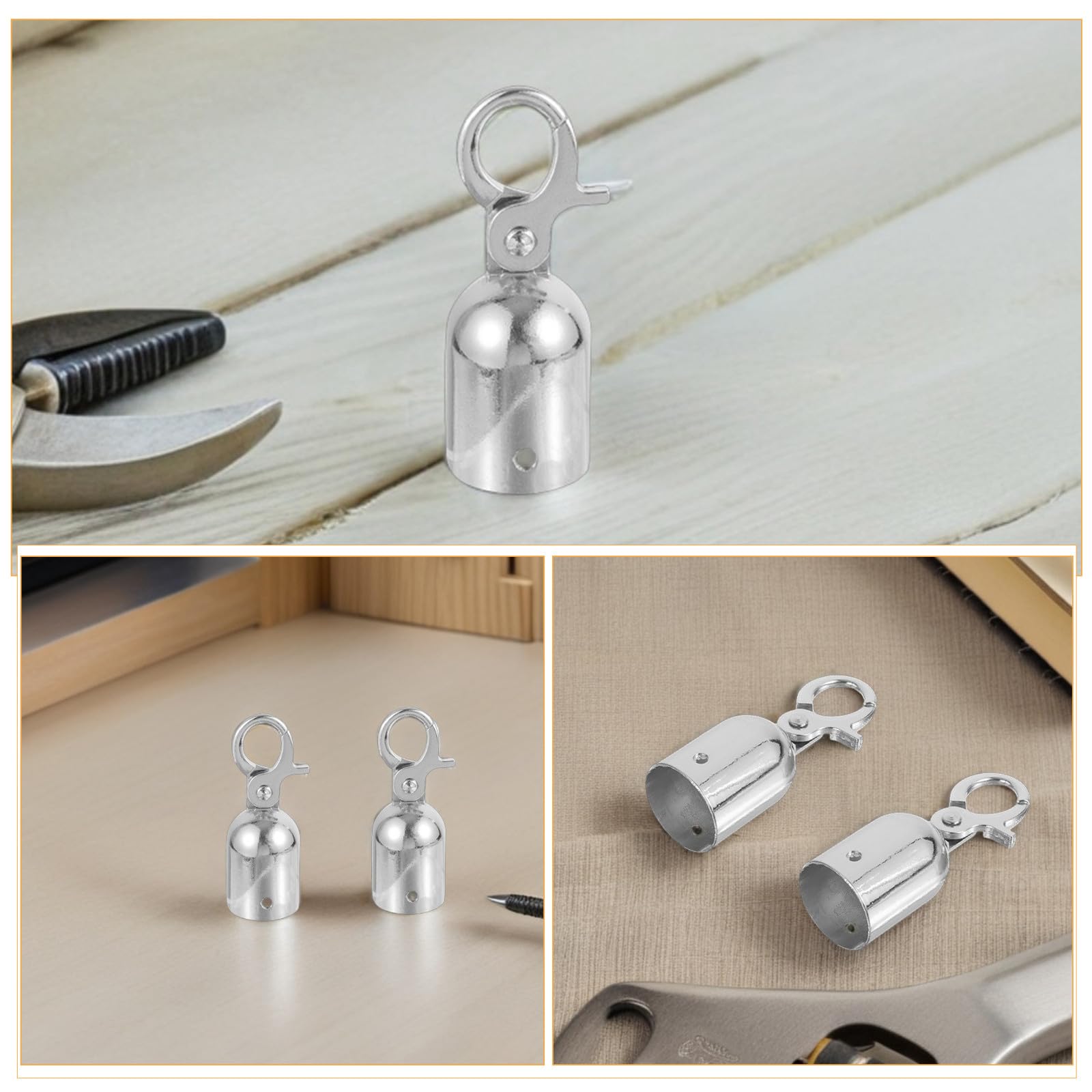 12 extremos de cable de aleación de zinc con gancho de mosquetón, accesorios de control de multitudes para interiores y exteriores, conectores portátiles para postes de eventos y barreras