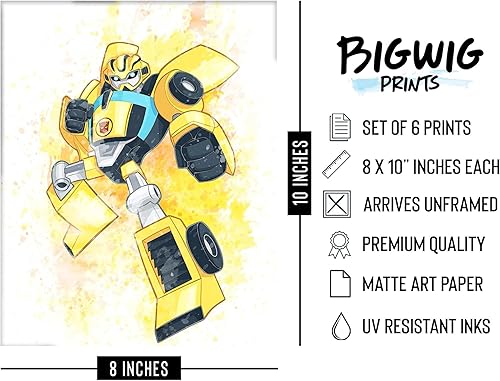 Miniatura 2 de Transformers Prints - Juego de 6 fotos de decoración de pared (8 x 10 pulgadas)