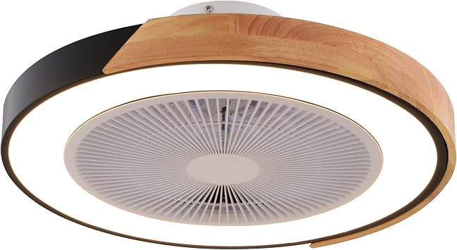 VAXCEL Everette 20 in. Matte Black Indoor Low Profile Flush Mount Contemporary Ceiling Fan with Clear Blades, Dimmable Integrated LED Light Kit and Remote Control, 6 Speed, Energy Efficient DC Motor
