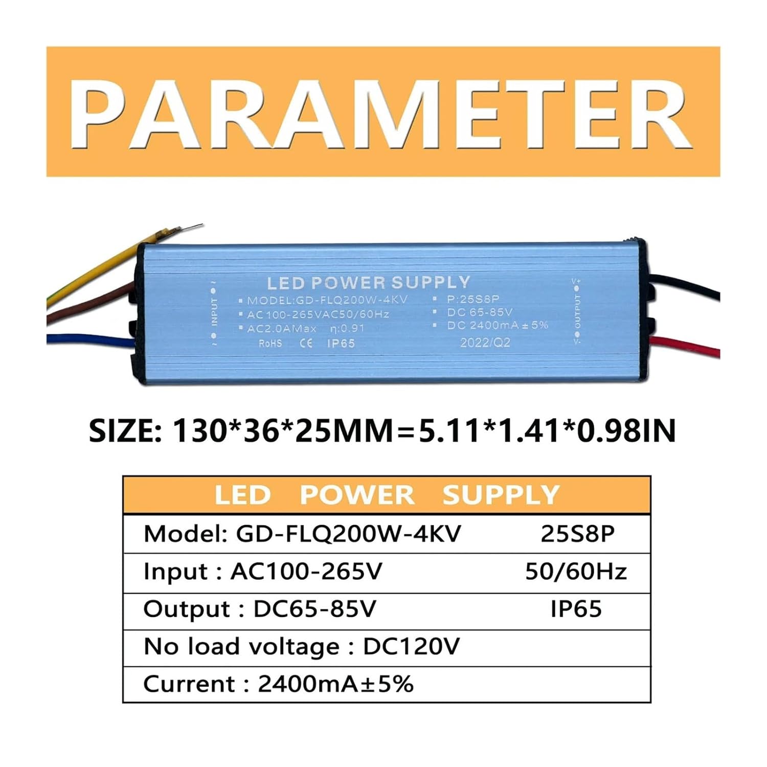 LEDドライバー AC100-265V 100W 150W 200W 電源 定電流照明トランス DC65-85V(200W 2400