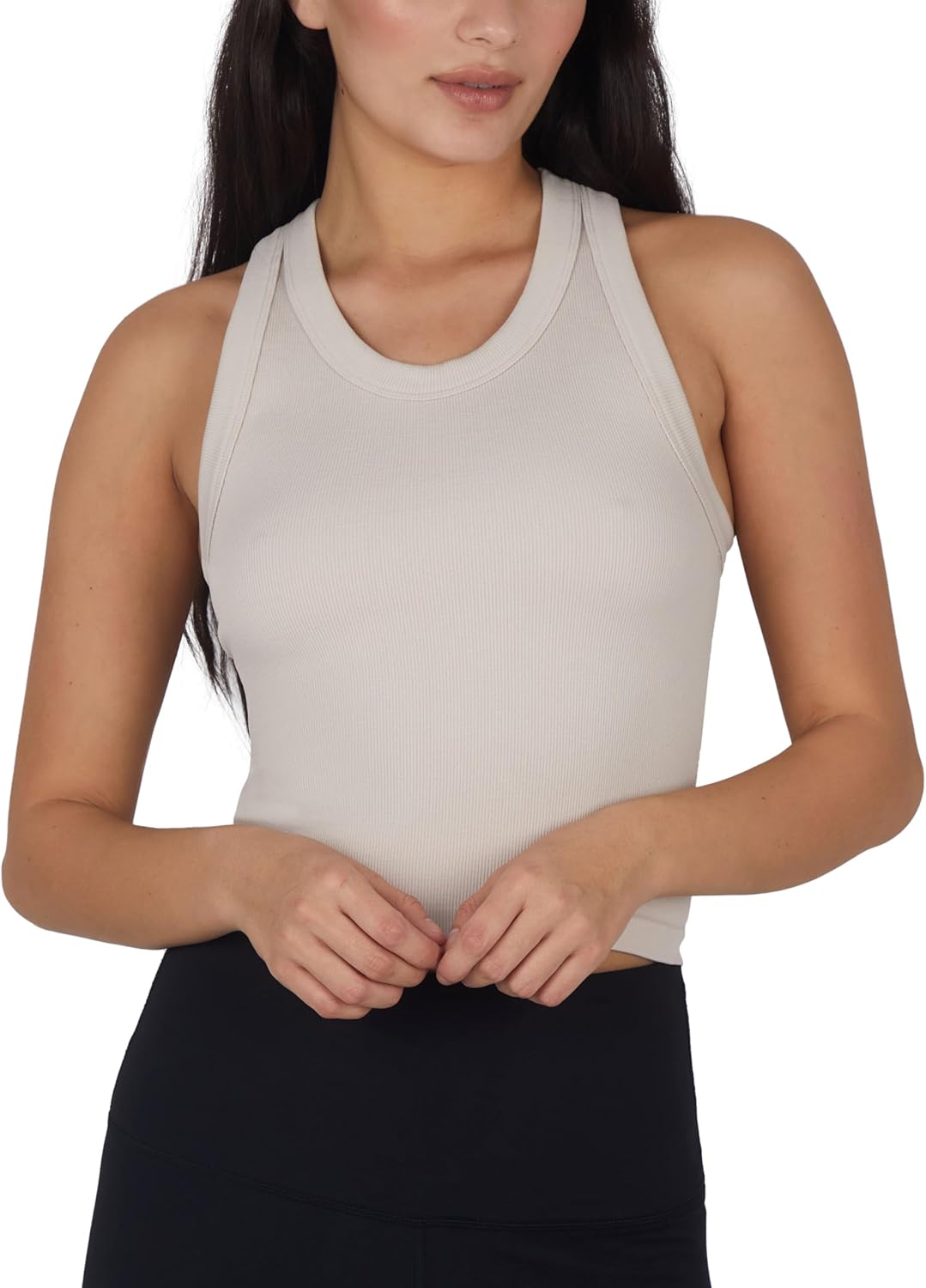 90 Degree By Reflex Womens Seamless Tank Ribbed Fitted Racerback Hip-Length Top 3 Pack - Image 3