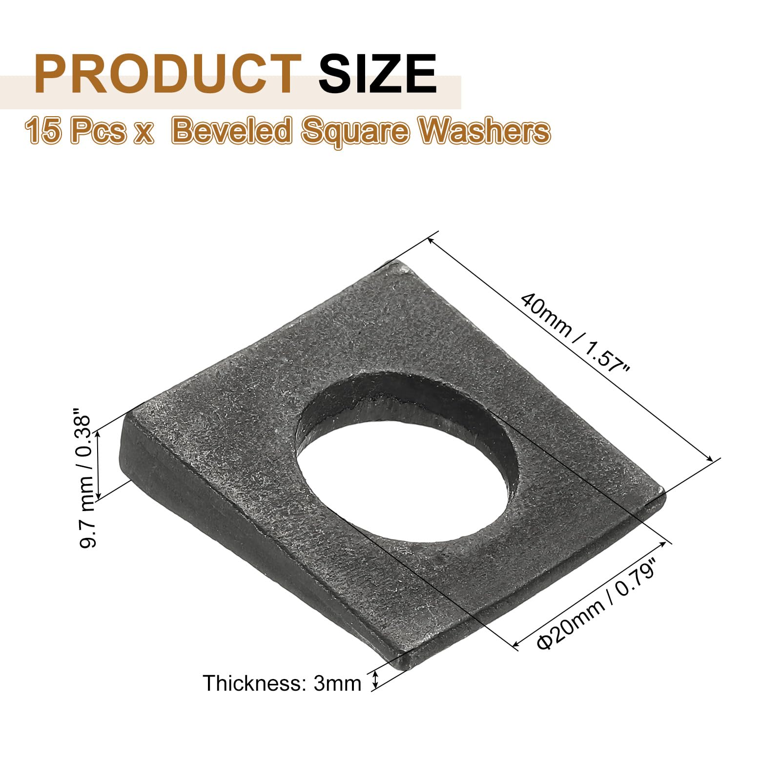 PATIKIL 15pcs Beveled Square Washers - Image 2
