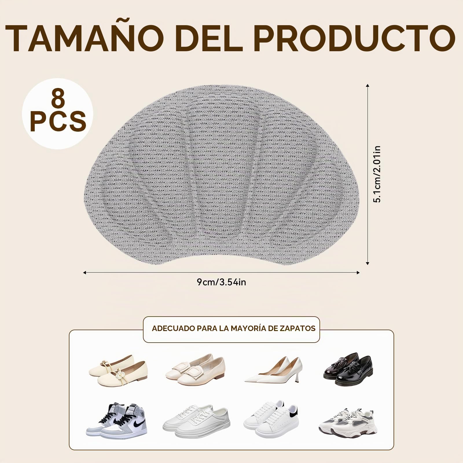 8 Pcs Taloneras para zapatos, Protector de Talón lmohadilla almohadillas para talones reducir talla zapato evitar resbalones y rozaduras, para Zapatos Demasiado Grandes y Sueltos