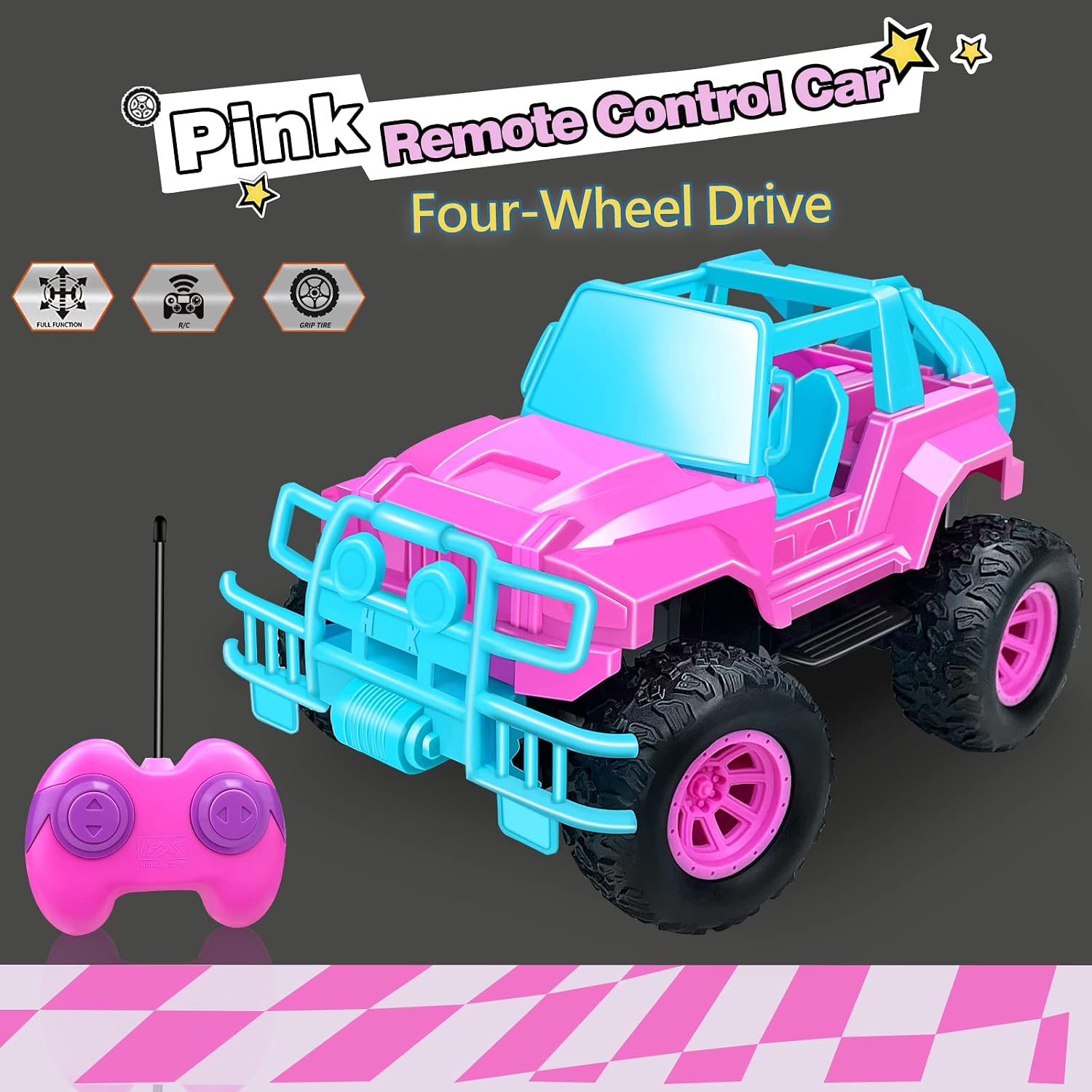 Hymaz Remote Control Car for Girls 3-5 6 7 8-12 Gifts, Pink/Purple RC Racing Car & Truck & Transformation Car Robot Toys for Kids Girls Boys(Pink Car)