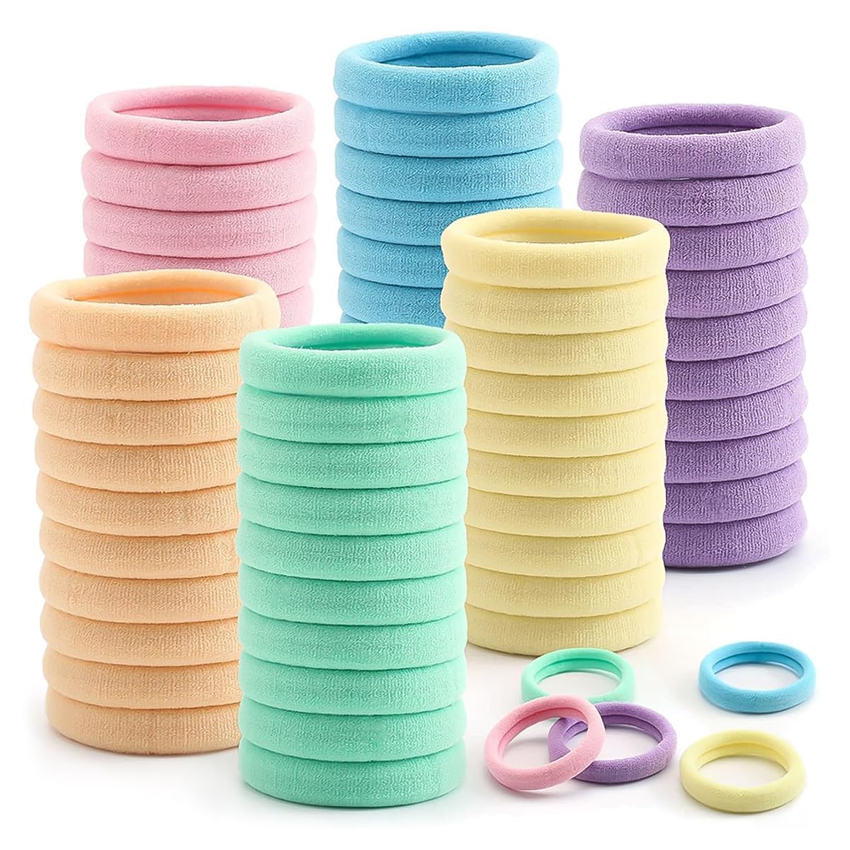 AS TOYS Pastel Colors Hair Rubber Bands – Pack of 30 Soft Elastic Hair Ties for Women, Girls & Kids – No Damage Ponytail Holders for Everyday Use.