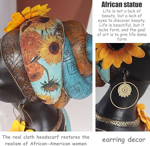 Miniatura 4 de Estatua de busto de arte africano, decoración del hogar, figuras de niña de girasol africano, decoración del hogar, escultura de busto afroamericana