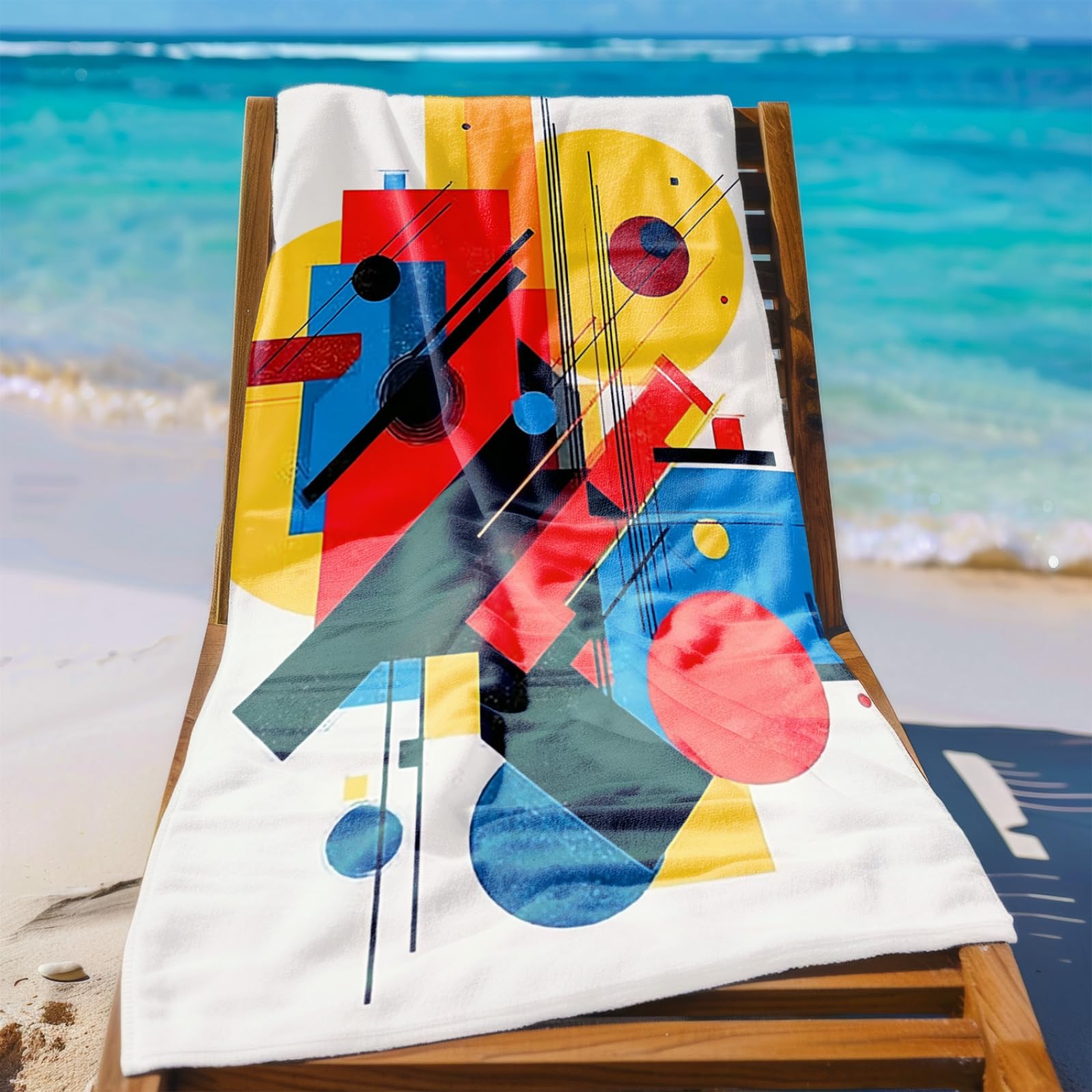 Genérico Toalla Playa Grande Rojo Amarillo Abstracto Microfibra Secado Rápido Oversize Toalla Sin Arena Súper Ligera Piscina Camping Picnic Yoga Gimnasio Y Deportes Viaje