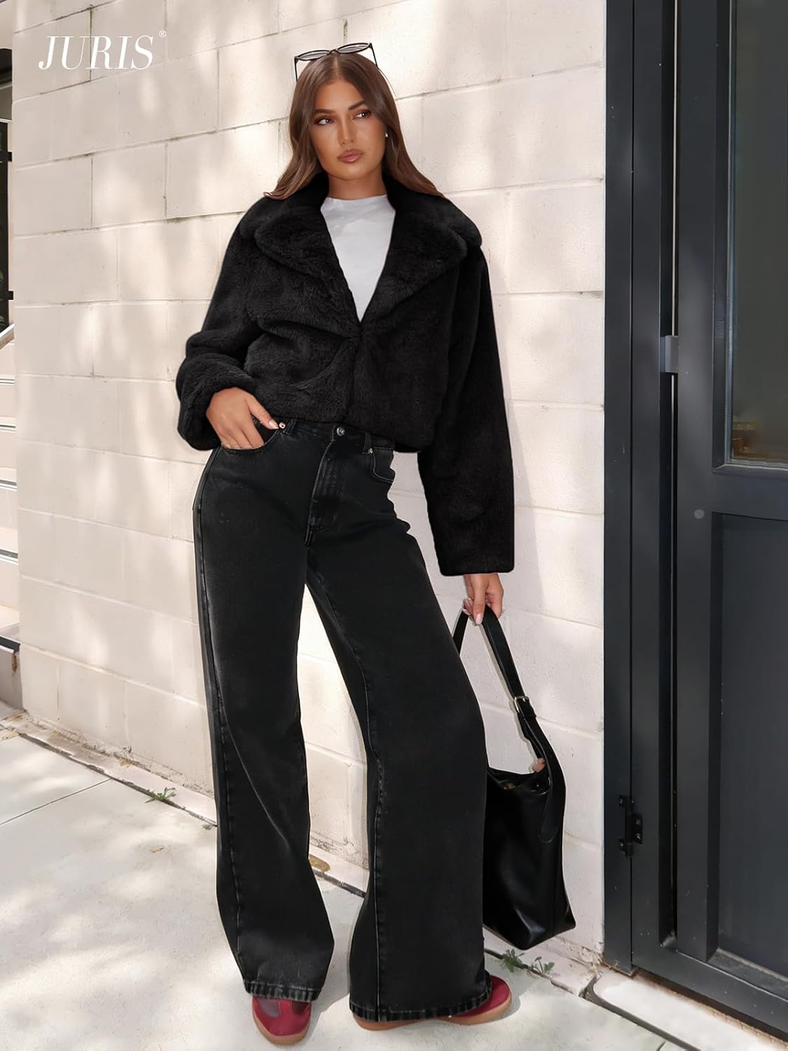 JURIS Ladies Fur Coats Fur Coat - A Stylish Winter Essential Faux Fur Cardigan Short Jacket Women's Plush Jacket - Image 7