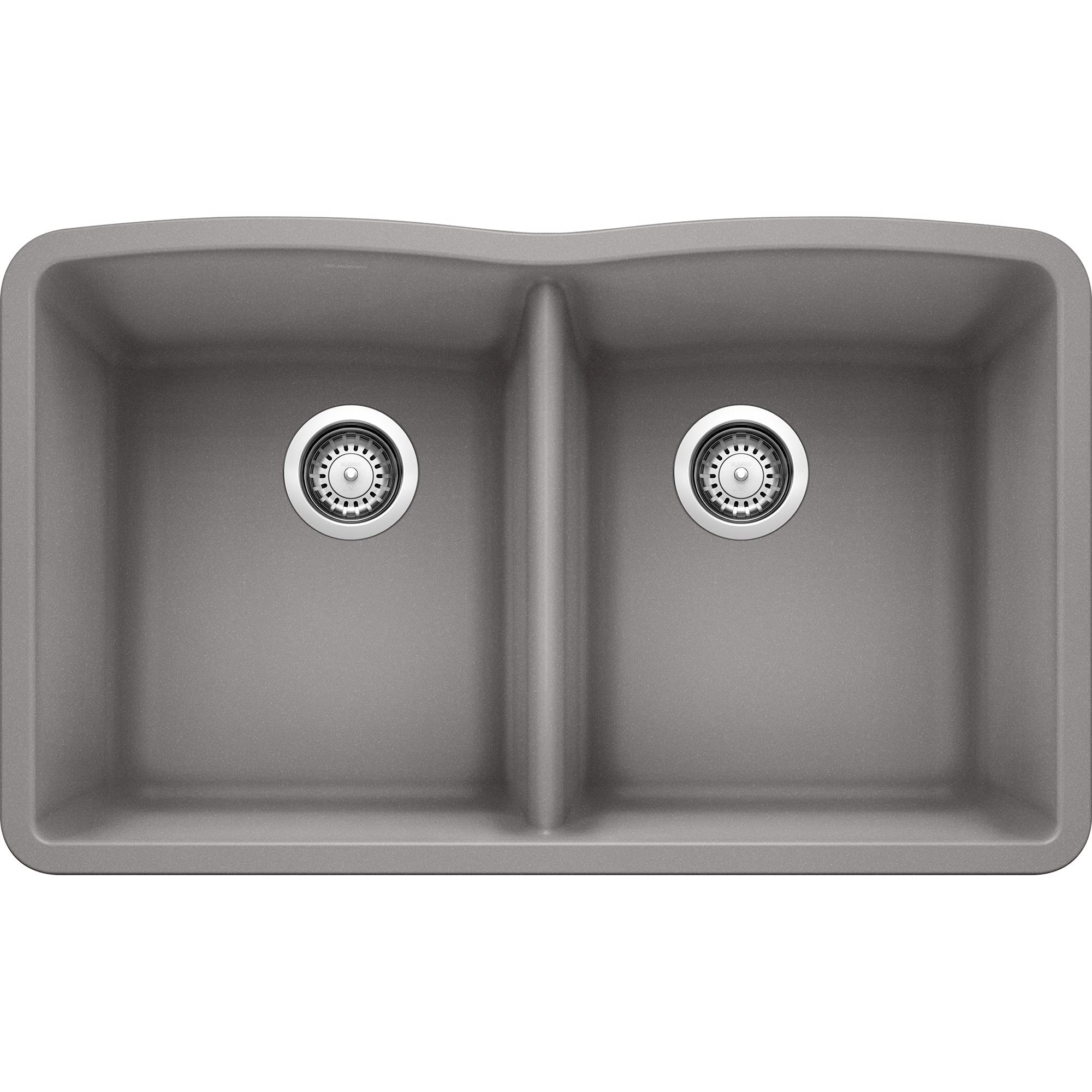 BLANCO 440183 DIAMOND SILGRANIT Undermount Double Bowl Granite Composite Kitchen Sink, Metallic Gray