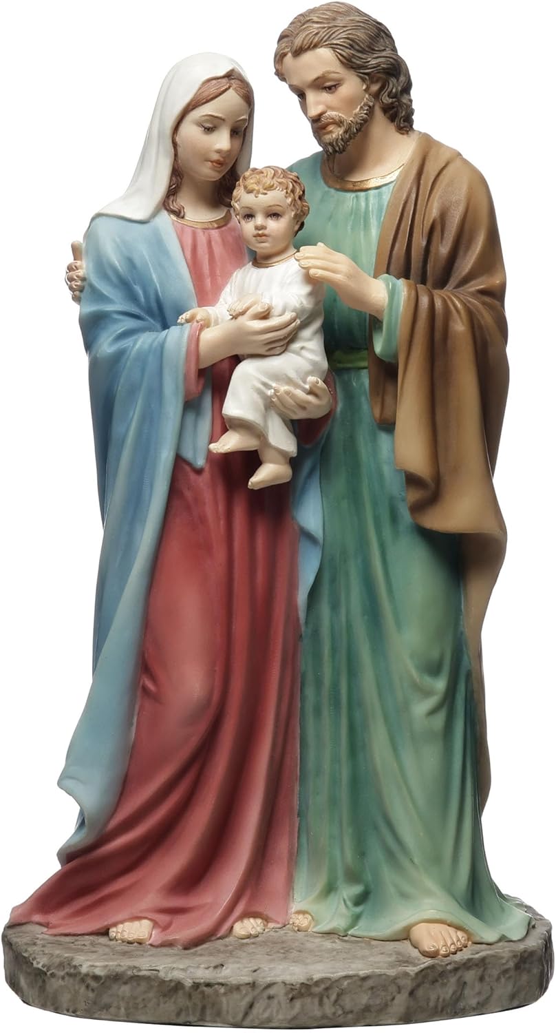 Veronese Design 6 1/8 Inch Holy Family Joseph Mary with Infent Jesus Polyresin Hand Painted Figurine Religious Sculpture