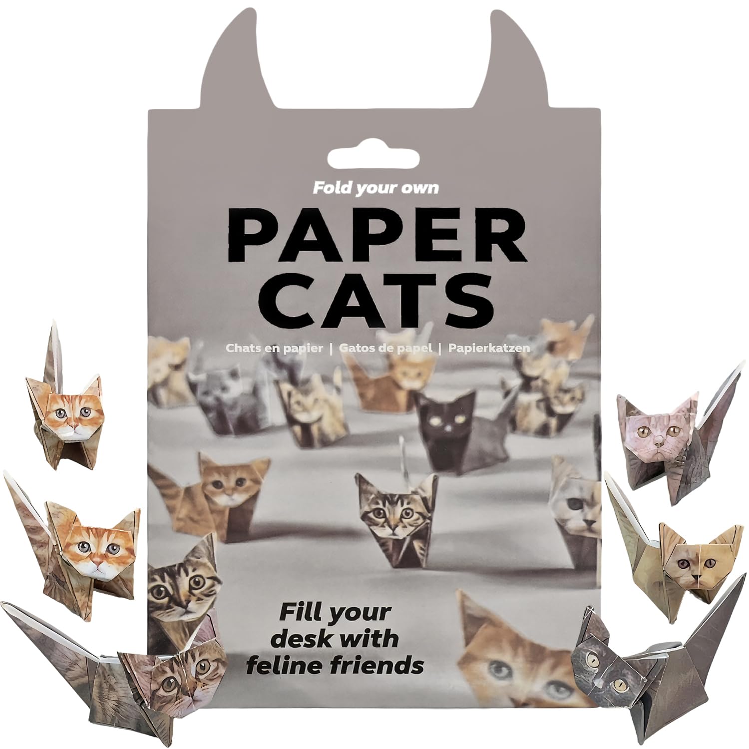 HIVTE 50 Sheets Paper Cats Origami Kit, DIY Fold Your Own 3D Cat Figures, Creative Arts and Crafts Activity for Adults & Kids, Unique Gift for Cat Lovers