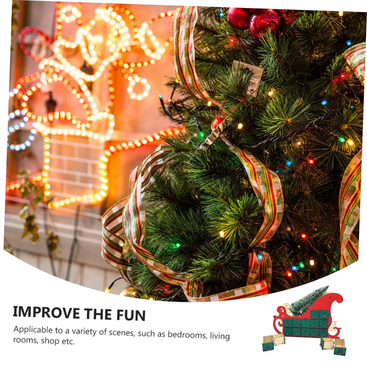 Generisch Weihnachtsschmuck Countdown-kalender Adventskalender-countdown Baum Adventskalender Für Erwachsene Beleuchteter Weihnachtlicher Rot Girlande Weihnachten Green Holz