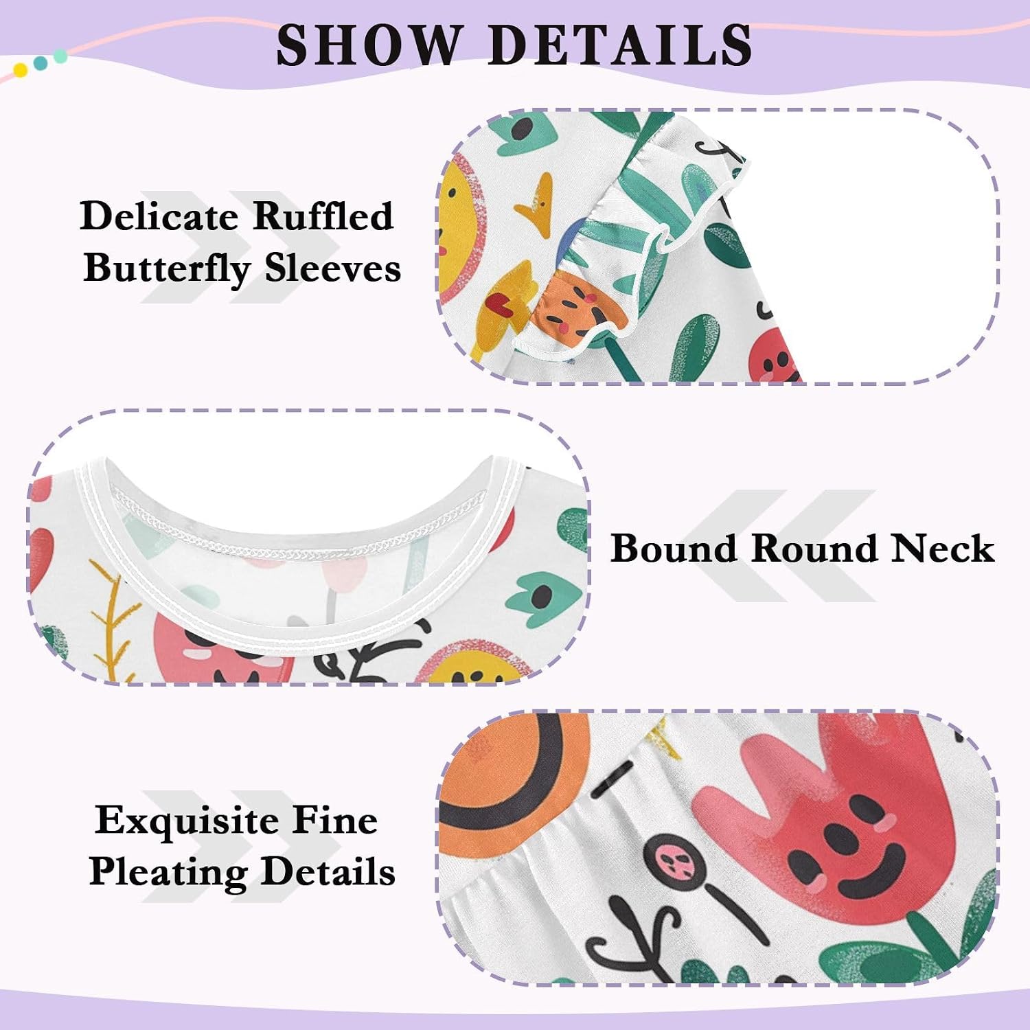 visesunny Toddler Clothes for Girls Abstract Flower Sticker Long Sleeve Fall Shirts Cotton Top with Ruffle Collar