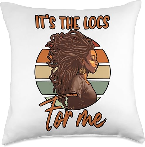 Locs Afro Dreadlocks Love Natural Beauty Hair It's the Locs for Me Afro Hair Black American African Girl Throw Pillow, 18x18, Multicolor